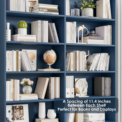 Homfa 74.3�� Double Wide 6-Tier Bookcase, Extra Large Wooden Freestanding Display Bookshelf for Home Office Living Room, White