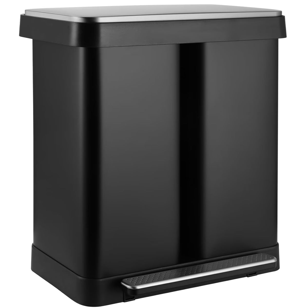 Arlopu 16 Gallon / 60L Dual Trash Can, Stainless Steel Kitchen Garbage Can with Soft-Close Lid, Home Office Classified Recycle Bin