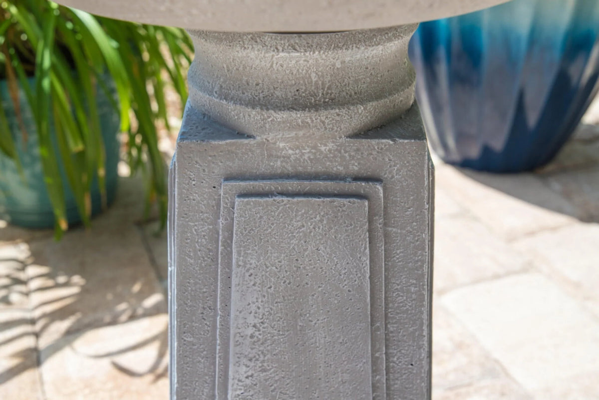 Pedestal Outdoor Bird Bath with Gray Finish