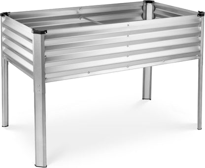Galvanized Raised Garden Beds Outdoor with Legs // 48��24��31in Elevated Planter Box for Vegetables, Flowers (Silver) // Large Metal Garden Bed for Backyard Patio Gardening