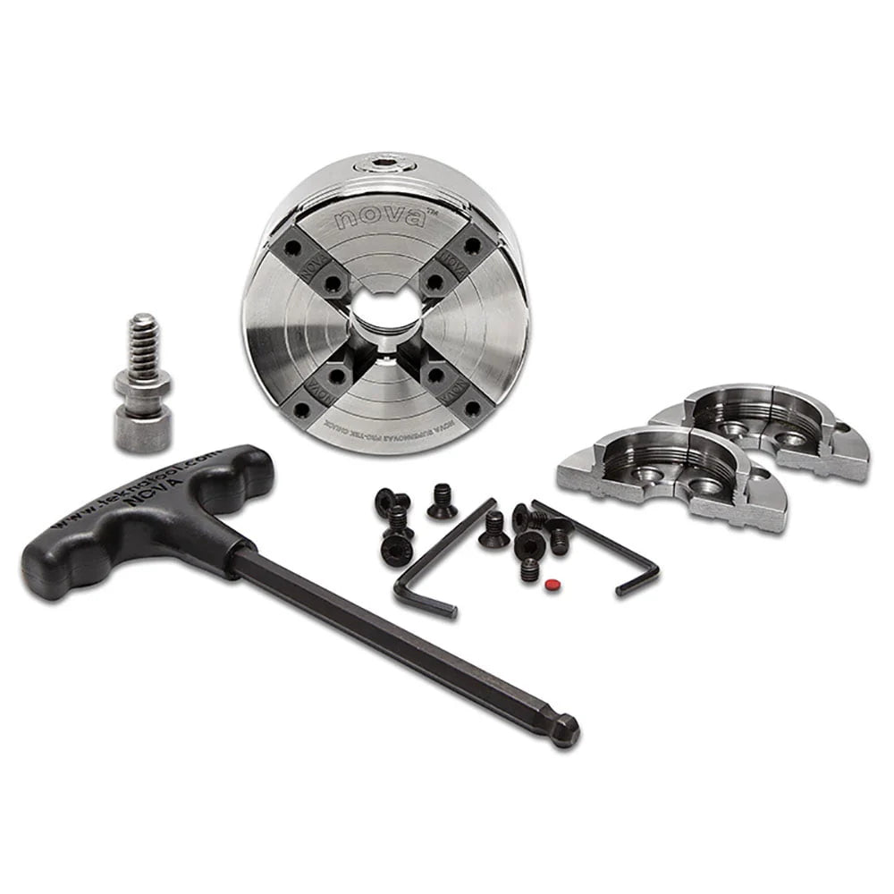 NOVA 23262 SUPERNOVA2 Insert Type Wood Turning Chuck and Jaw Set w/ T Bar Wrench