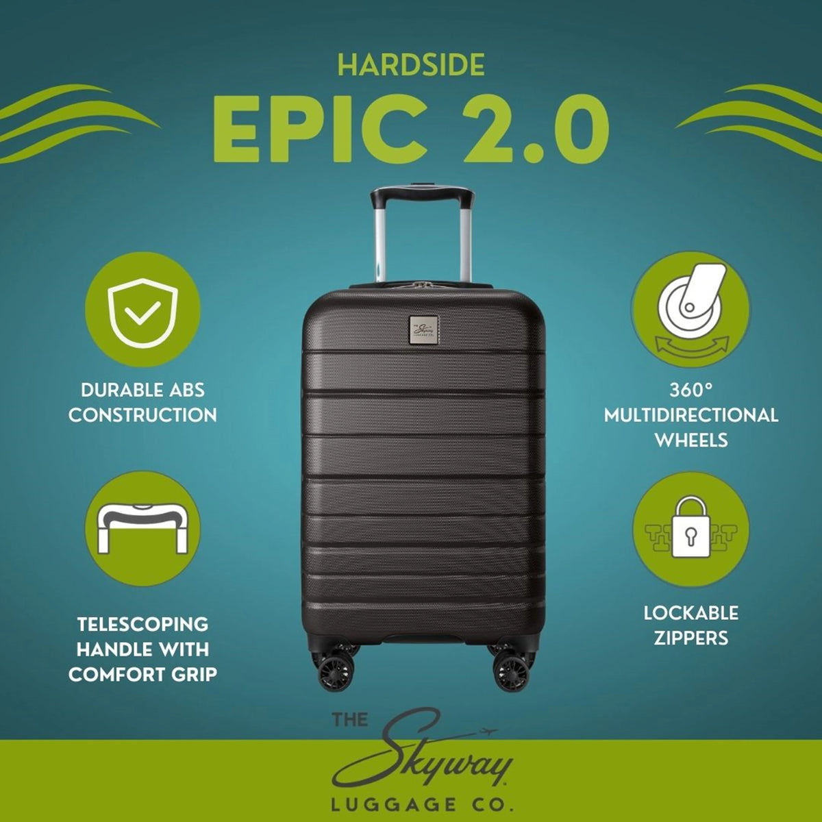 Skyway Luggage Epic 2.0 24" Hardside 8-Wheel Medium Check-In Spinner