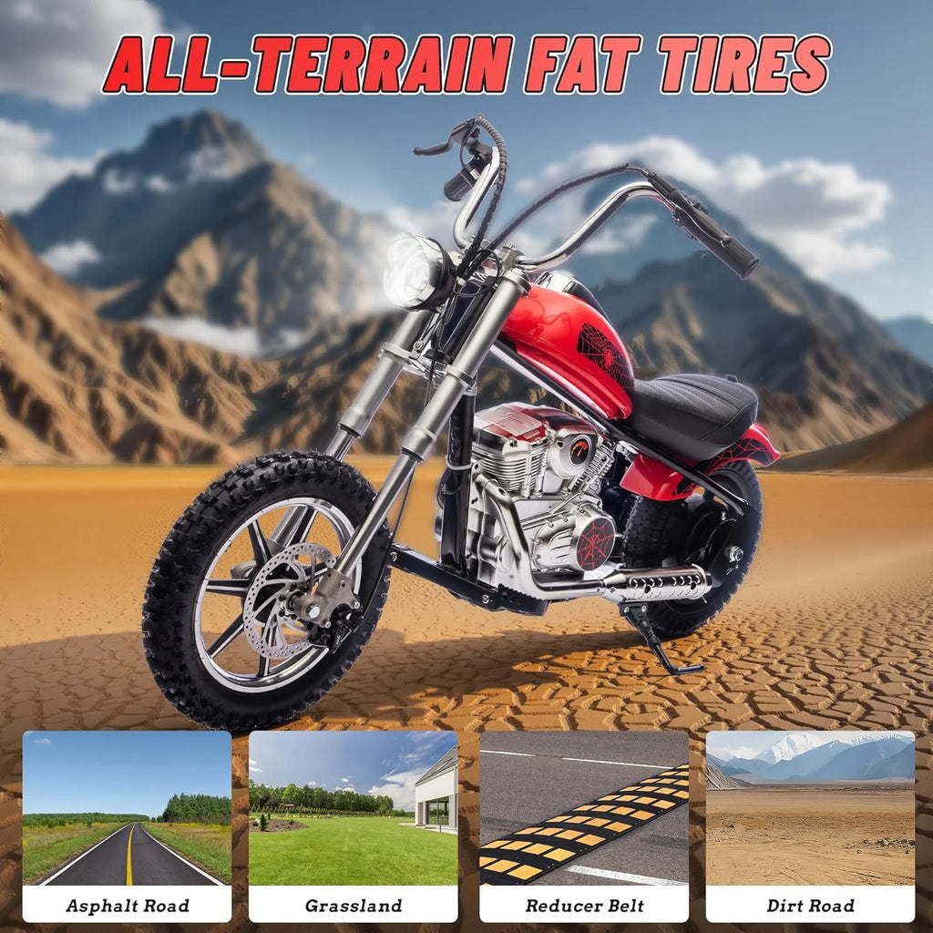 Electric Dirt Bike for Kids, 24V Motor Kids Dirt Bike, Cuoote 250W Ride On Motorcycle up to 15 mph, 150 lb Max Weight, Twist Throttle, Power Display, Rear Suspension, Hand Brake