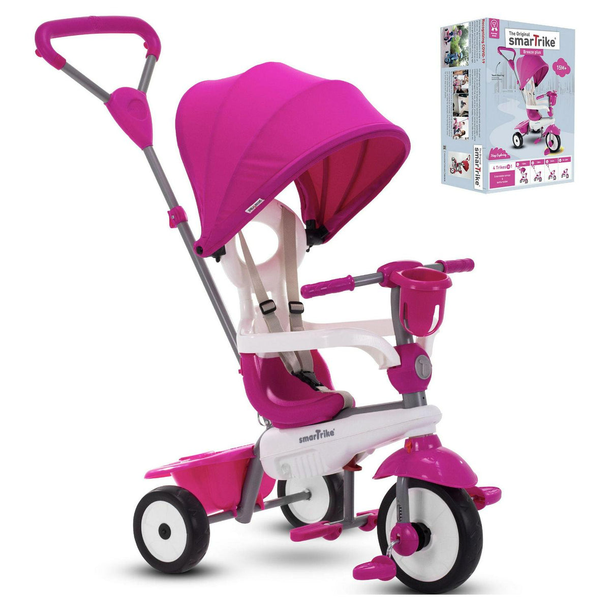 smarTrike Breeze Plus. 4-in-1 Toddler Tricycle 15M+ - Pink