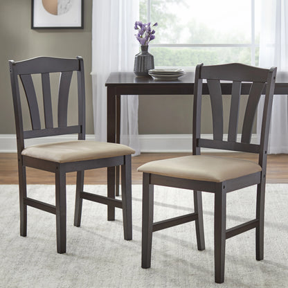 TMS Metropolitan 5-Piece Wood Farmhouse Upholsered Dining Set with Table and Chairs, Espresso