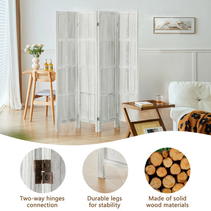 Aletheiawu 4 Panel Room Divider Wall and Folding Privacy Screens��No Installation Required��White
