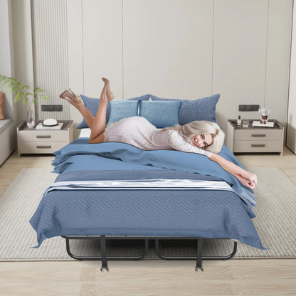 Folding Bed with Mattress 75" x 31" Cot Size Folded Bed, Rollaway Guest Bed Portable Foldable Extra Bed for Adults Daybed with 5" Memory Foam Mattress Space-Saving Sturdy Metal Grid Frame