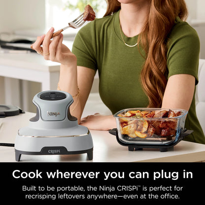 Ninja Crispi 3-in-1 Portable Glass Air Fryer Cooking System, 1500W, 4-Qt & 5-Cup TempWare Glass Containers with Storage Lids, Microwave, Freezer & Dishwasher Safe, White, FN100WH