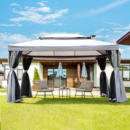 SIMENMAX 10x13 Ft Patio Gazebo,Outdoor Gazebo Canopy with Mosquito Netting and Curtains,Sturdy Soft Top Gazebo