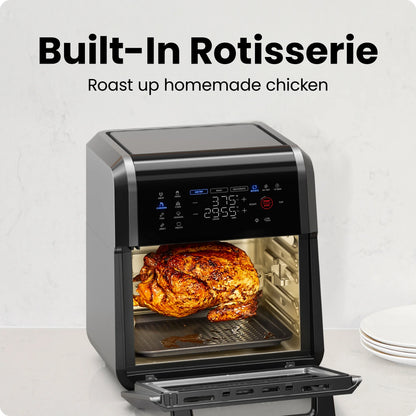 Chefman Multifunctional Digital 10 Qt. Air Fryer+ Rotisserie, Fry, Roast & Bake, 17 Presets - Black