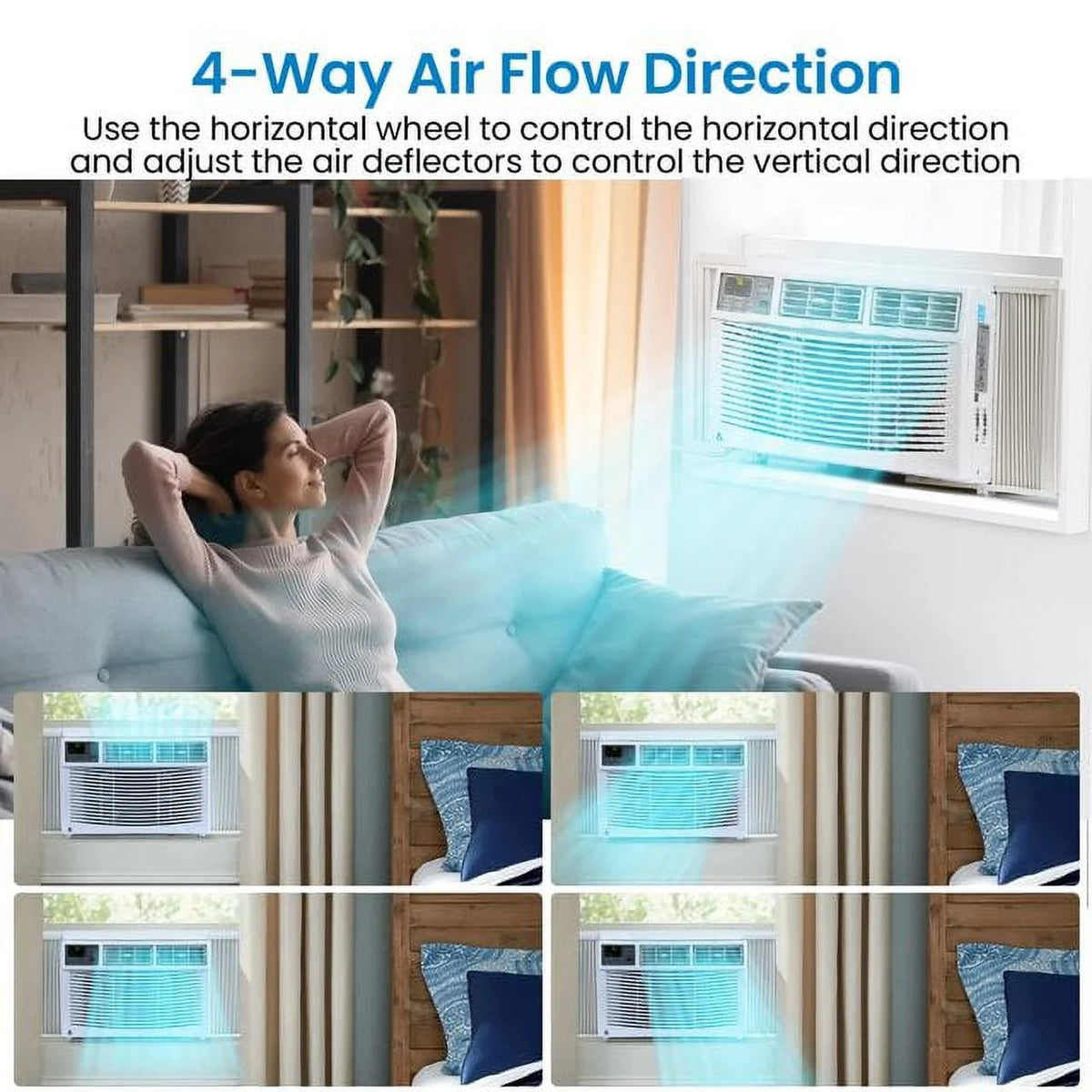 Air Conditioner, 8000 BTU Turbo Fast Cooling AC Unit Remote/App Control, Flexible Window Opening(T Design Install Kit), 24H Timer, Washable Filter,White
