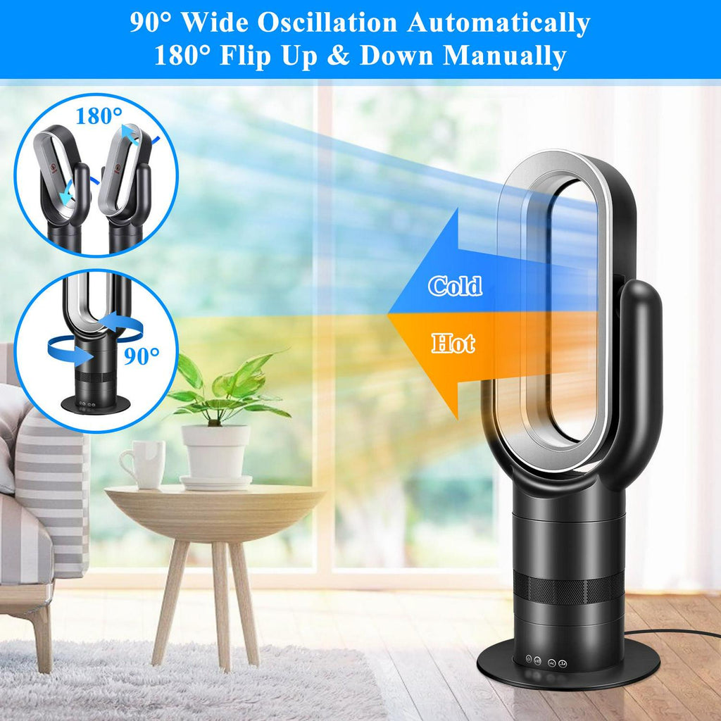 Dubbin 26 inch Space Heater Bladeless Tower Fan. Heater and Cooling Combo. with Remote Control. Black