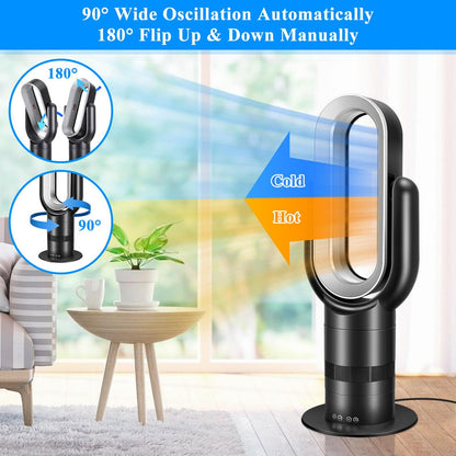 Dubbin 26 inch Space Heater Bladeless Tower Fan. Heater and Cooling Combo. with Remote Control. Black
