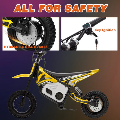 Kerry Yoo C11 36V Electric Dirt Bike for Kids 8-14, 350W Ride on Motorcycle, Electric Motorbike Teens,16 mph, High/Low Speeds-Red