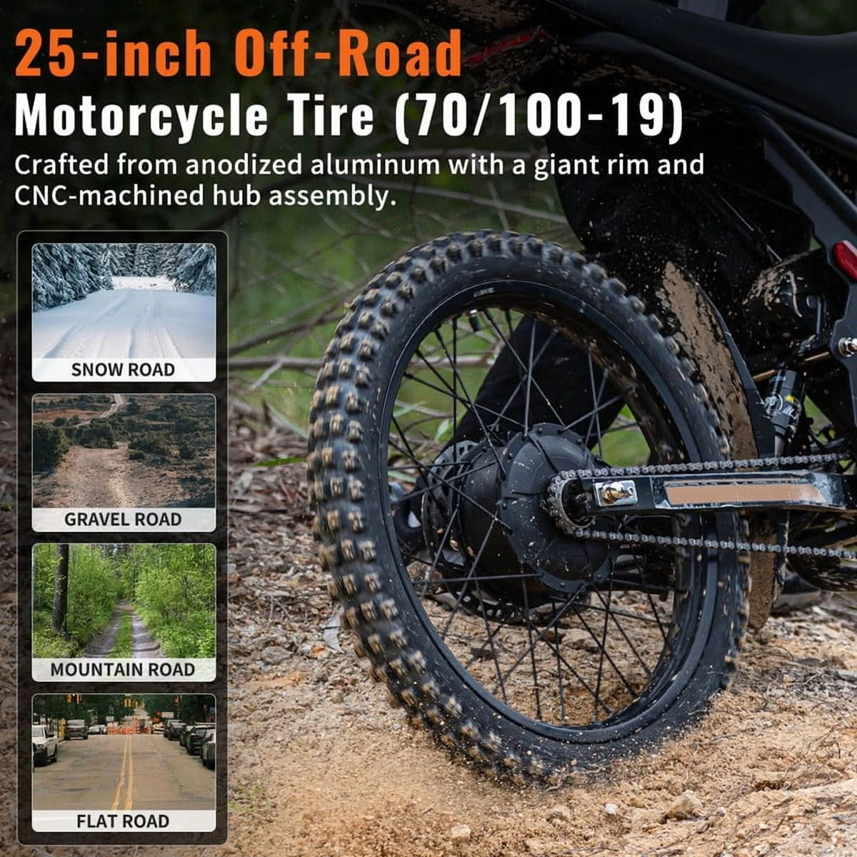 GT73 PRO 338 NM Electric Dirt Bike for Adults,3000W(Peak)Dual Motor 50Mph Max Speed,60V 50MPH 36.4AH Dual Battery Ebike,85 Miles Range, 25" Motorcycle Tires, All-Terrain for Mountain, Snow, UL2849