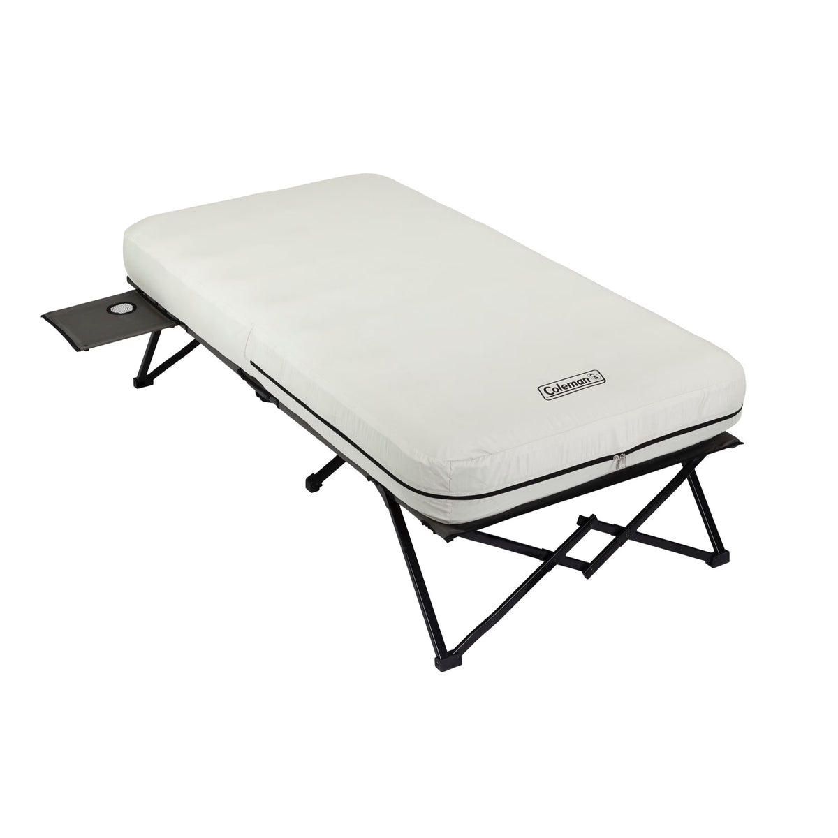 Coleman Cot and Thick Queen Air Mattress Combo Side Tables, Pump Included