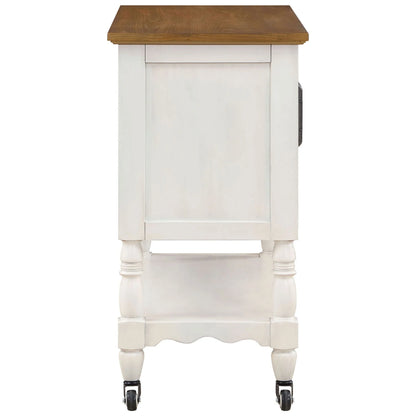 The Pioneer Woman Two-Tone Kitchen Cart Made With Solid Wood Frame, White