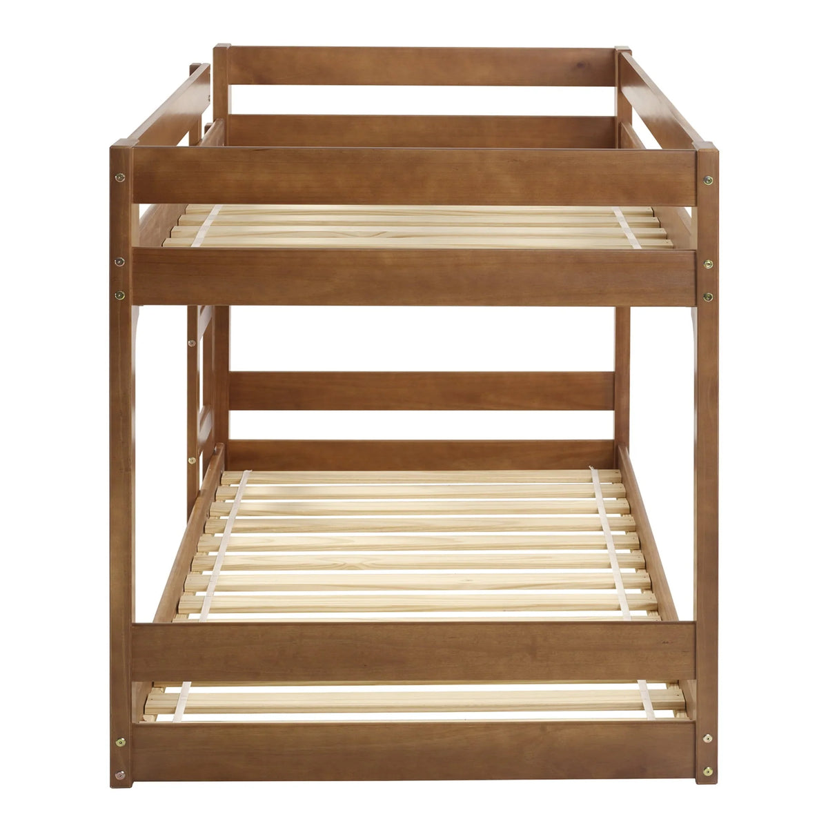 Walker Edison Modern Twin Over Twin Youth Bunk Bed, Caramel