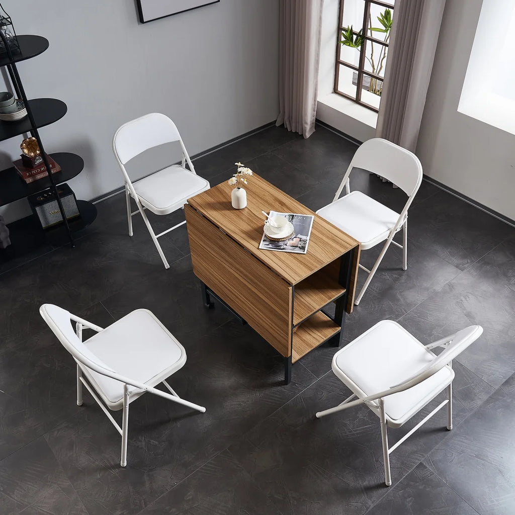 4 Pack Folding Chairs, Cushioned Padded Seat, Wedding Chairs with Metal Frame for Home, Office, Party Use, Light  Brown