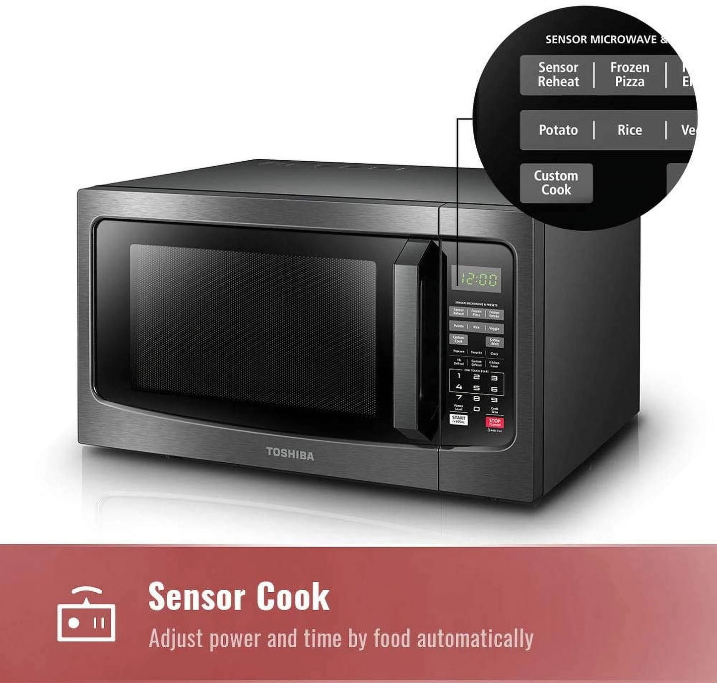 Toshiba 1.2 cu ft Countertop Microwave Ovens in Stainless Steel