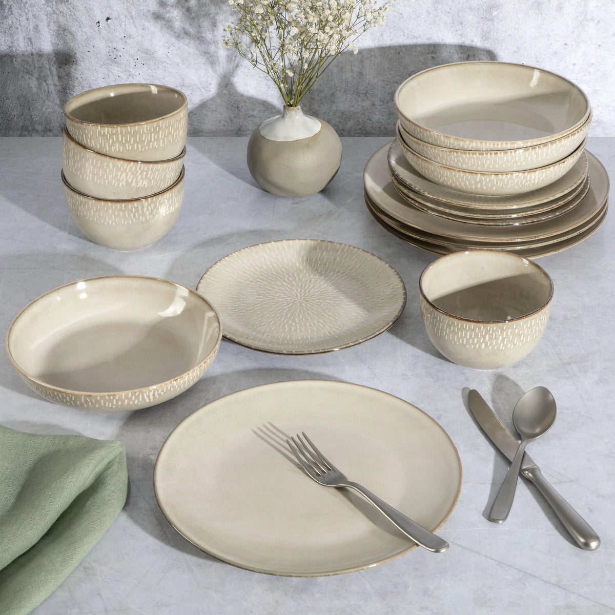 Gibson Elite Matisse 16-Piece Dinnerware Set - Taupe
