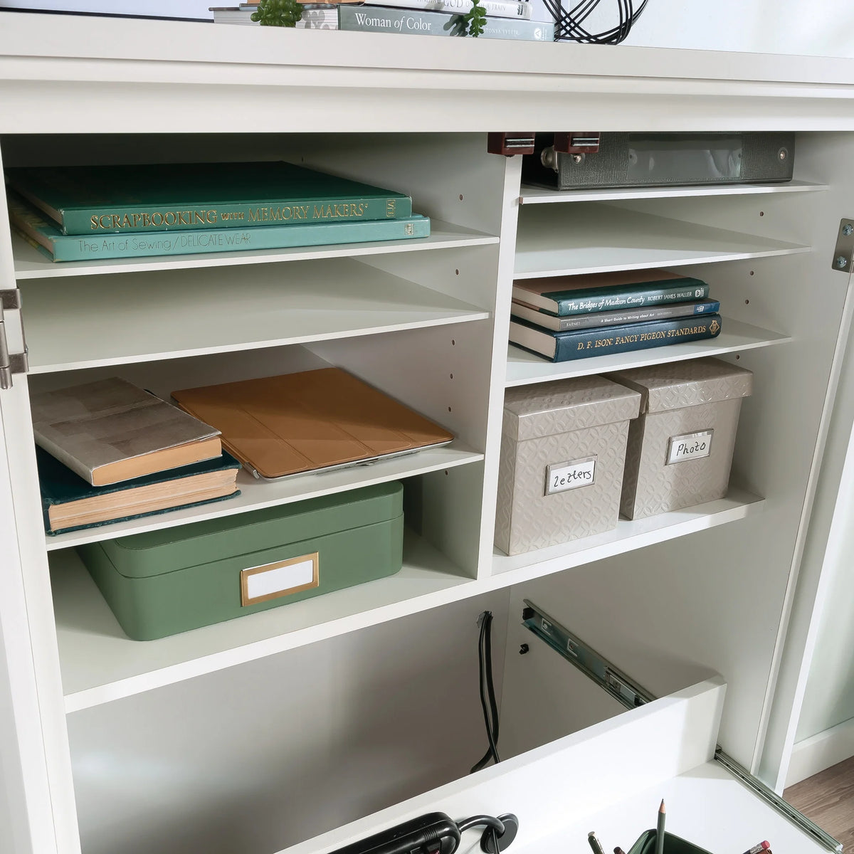 Sauder Craft & Sewing Armoire in Soft White, Soft White Finish