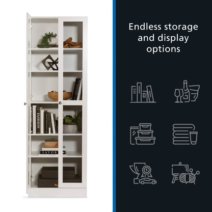 Mainstays Glass Door Storage Bookcase, Black Finish