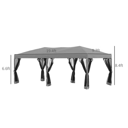 Outsunny 10' x 20' Pop Up Canopy Tent with Netting, Heavy Duty Large Party Tent, Instant Sun Shelter with Carry Bag for Backyard Garden Patio, Beige