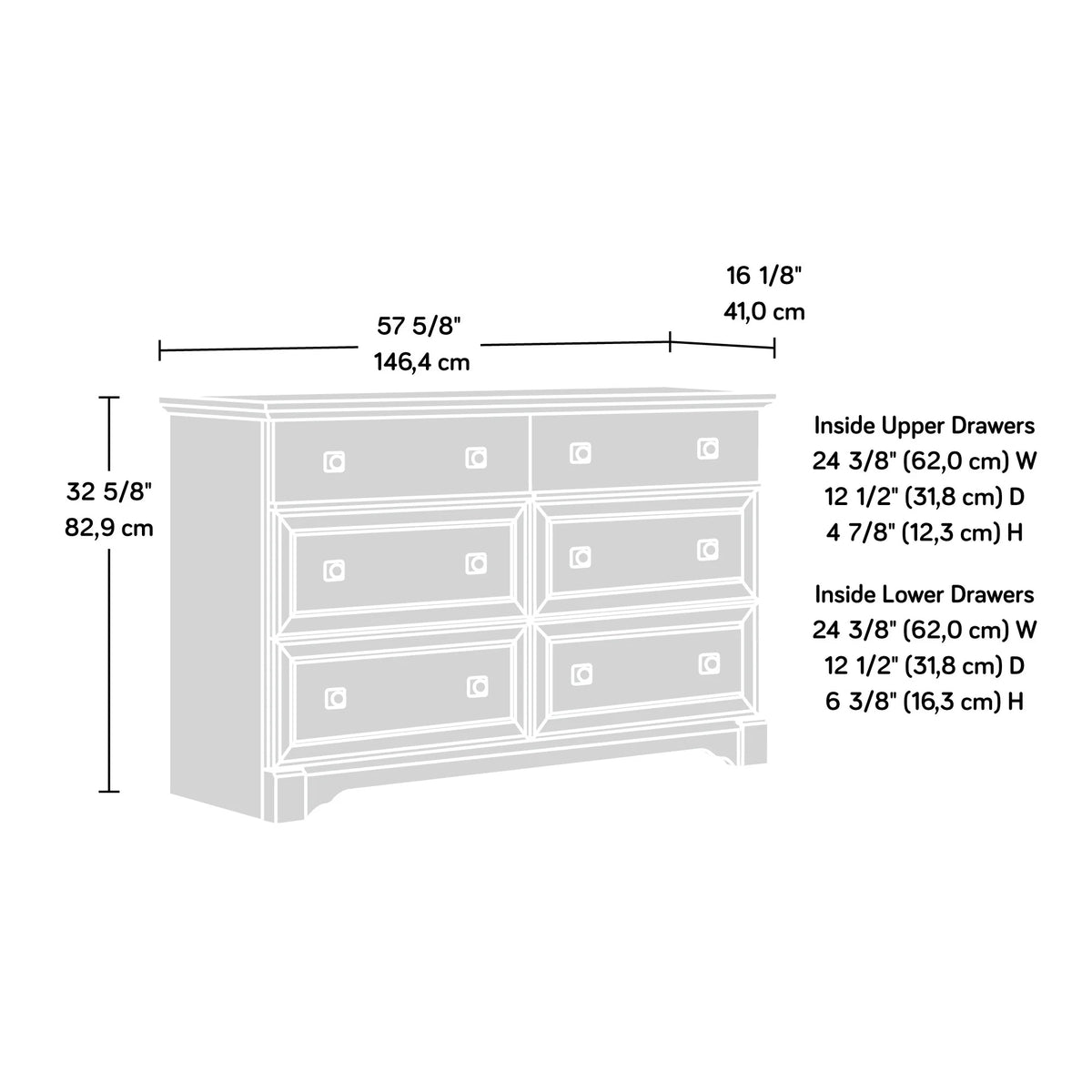 Sauder Palladia 6-Drawer Bedroom Dresser, Vintage Oak Finish