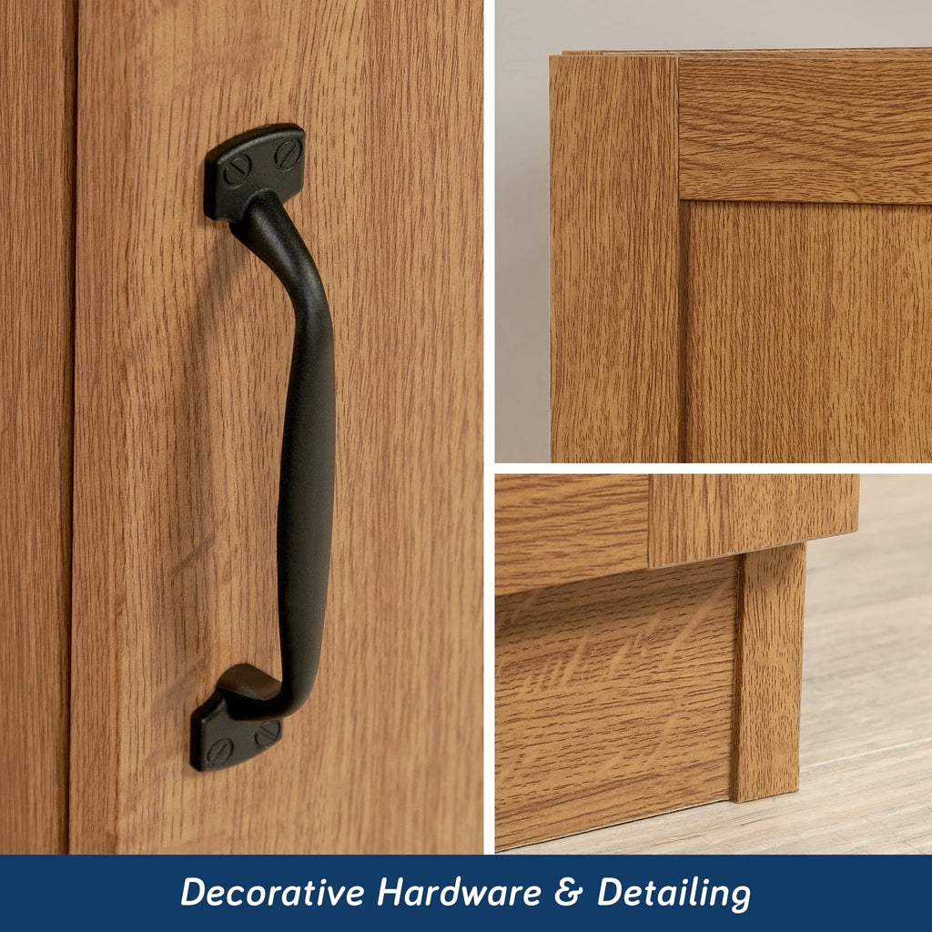 Sauder Storage Cabinet, Highland Oak Finish
