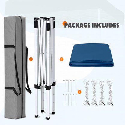 EAGLE PEAK 5x5 Pop Up Canopy Tent Instant Outdoor Canopy Easy Set-up Straight Leg Folding Shelter（Blue）