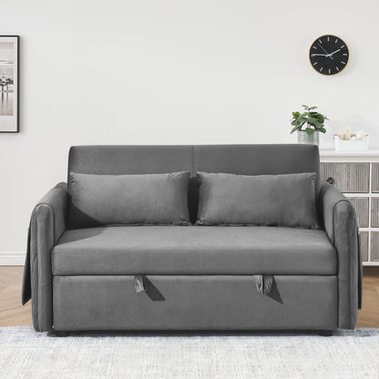 Convertible Sofa Bed,3 in 1 Sleeper Sofa with 2 Pillows and Adjustable Backrest for Living Room Office,Black