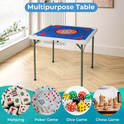 Costway 35" Folding Mahjong Table with Cup Holders & Smooth Felt Mat Carrying Handle Green