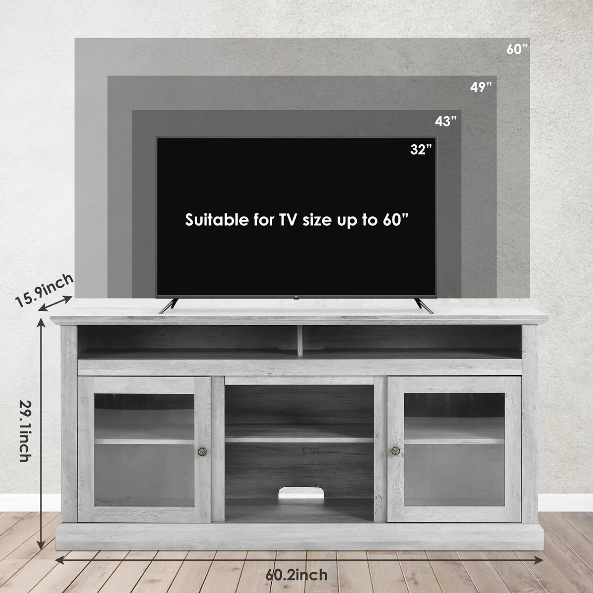 TV Stand for 65 Inch TV, Entertainment Center with Two Glass Barn Doors and Storage Cabinet Table, Farmhouse Style Media Console Table for Living Room(Coffee)