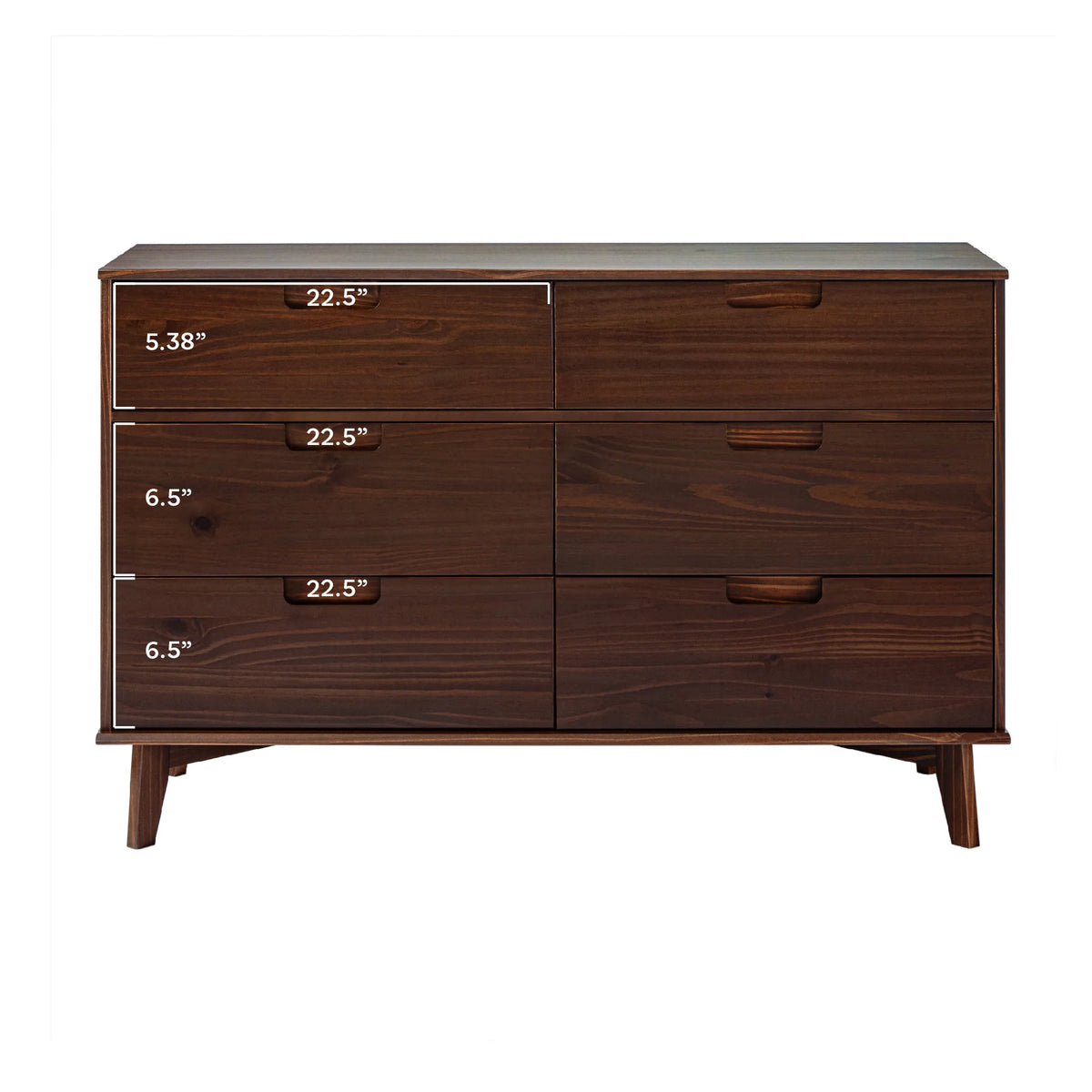 Walker Edison Sonoma 6-Drawer Solid Wood Caramel Dresser