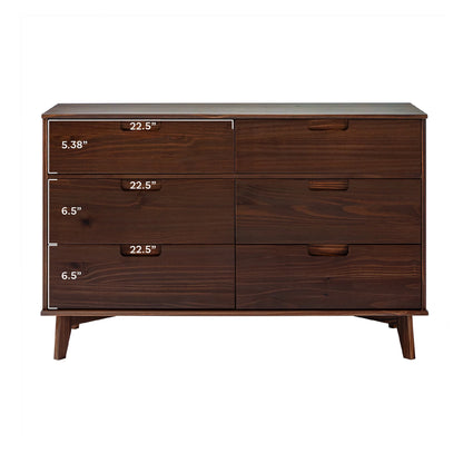 Walker Edison Sonoma 6-Drawer Solid Wood Caramel Dresser