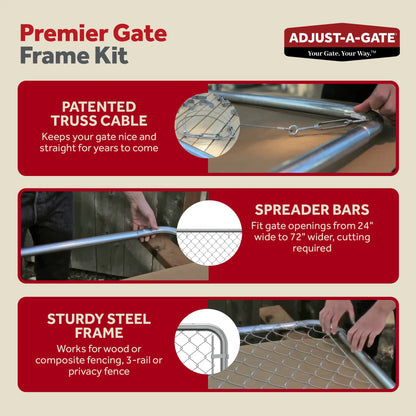 Adjust-A-Gate Fit-Right Chain Link Gate Kit with Square Corner Frame, Black