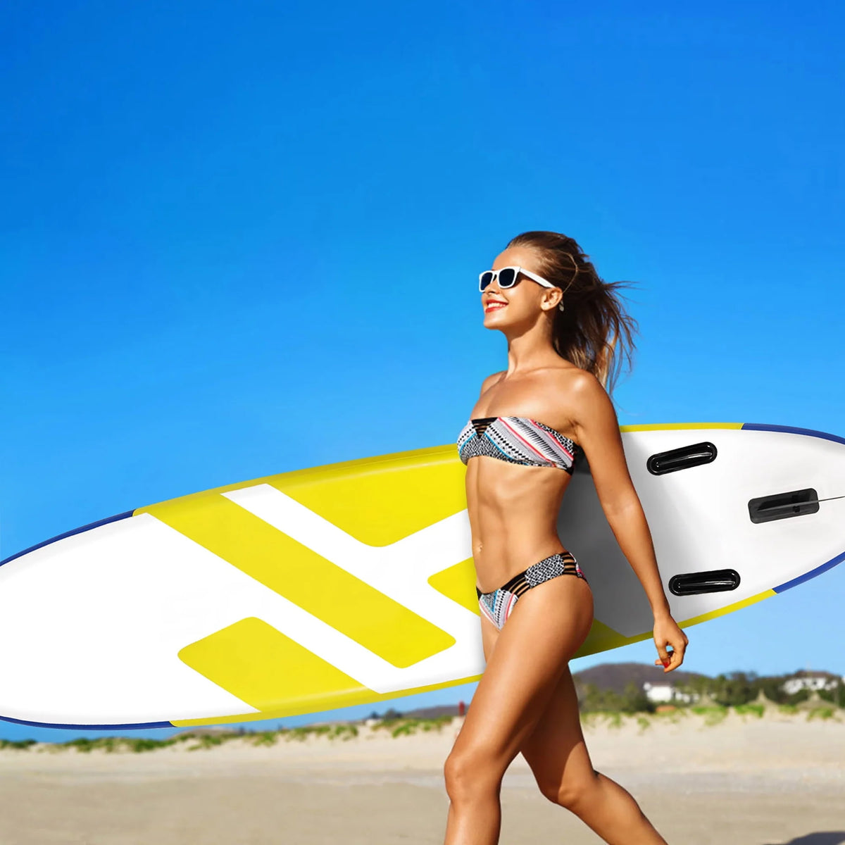 Goplus 11ft Inflatable Stand Up Paddle Board 6'' Thick W/Leash  Backpack Aluminum Paddle Yellow