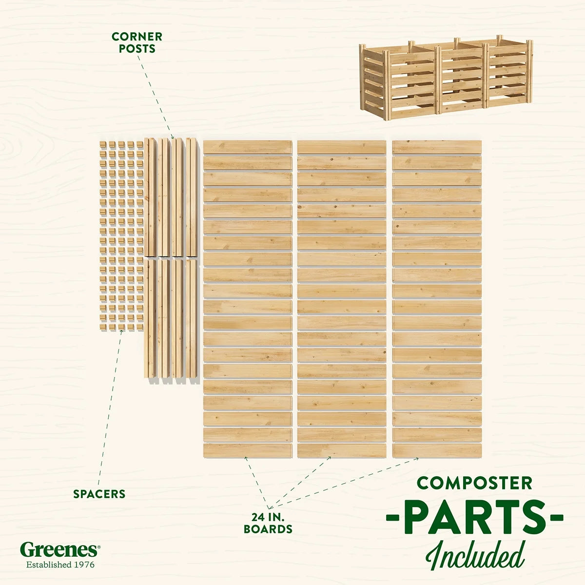 Greenes Fence Cedar Wood Composter 24" x 24" x 31", 77.3 gal.