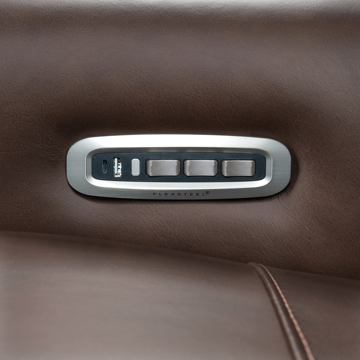 Flexsteel Griffin Italian Leather Power Reclining Sofa with Power Headrests