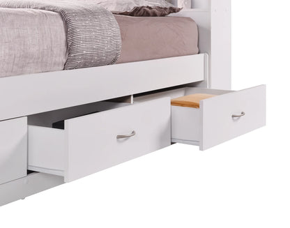 Hodedah Twin-Size Captain Bed with 3-Drawers and Headboard in White