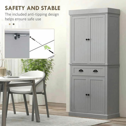 Spaco 17-Tier Kitchen Small Pantry Cabinet with 2 Doors and 6 Adjustable Shelves, Cabinet Pantry, Freestanding 5-Tier Shelving Pantries for Kitchen Storage, Gray