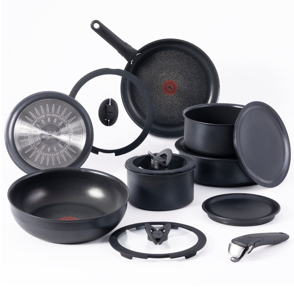 T-fal Ingenio Expertise Nonstick 14-Piece Cookware Set, Induction Oven Safe up to 500F, Detachable Handle, Onyx Black