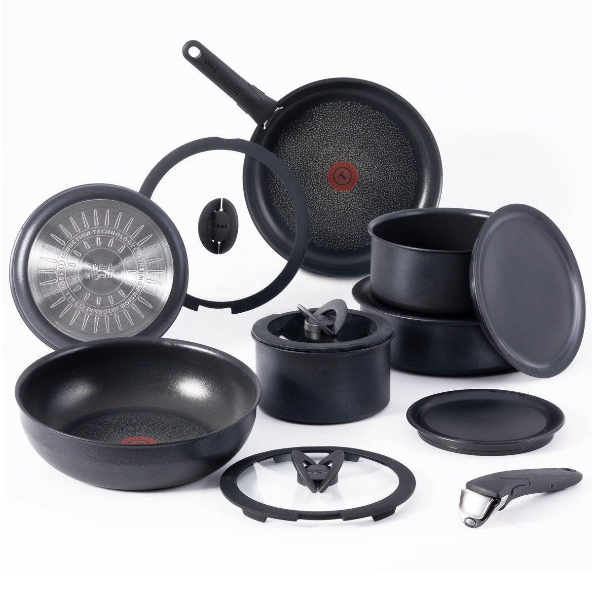 T-fal Ingenio Expertise Nonstick 14-Piece Cookware Set, Induction Oven Safe up to 500F, Detachable Handle, Onyx Black
