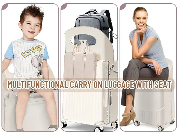 Fridtrip 20 Inch Carry On TSA Lock Luggage with for Kids& Adult,Lockable Spinner Wheels Free Luggage Cover and Safety Seatbelt Travel Suitcase
