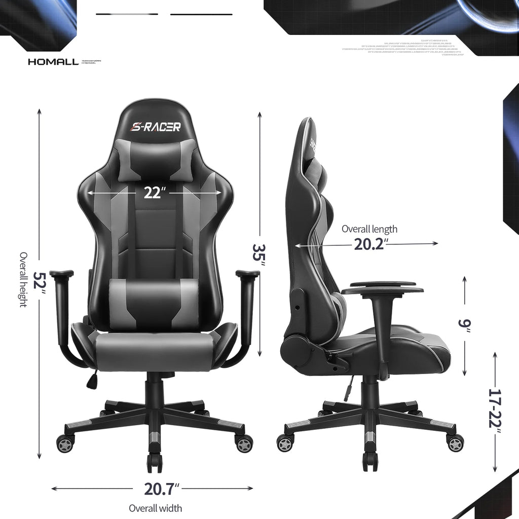 Homall Gaming Chair office Chair with Headrest & Lumbar Support, Pink