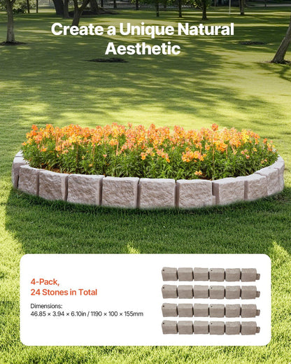 Fake Stone Landscape Edging 46.8x3.9 in Lawn Edging Border Fade-Resistant No Dig