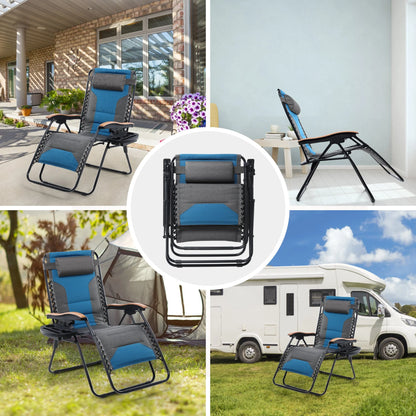 Sophia&William 2 Pieces Outdoor Oversized Padded Zero Gravity Chairs - Grey