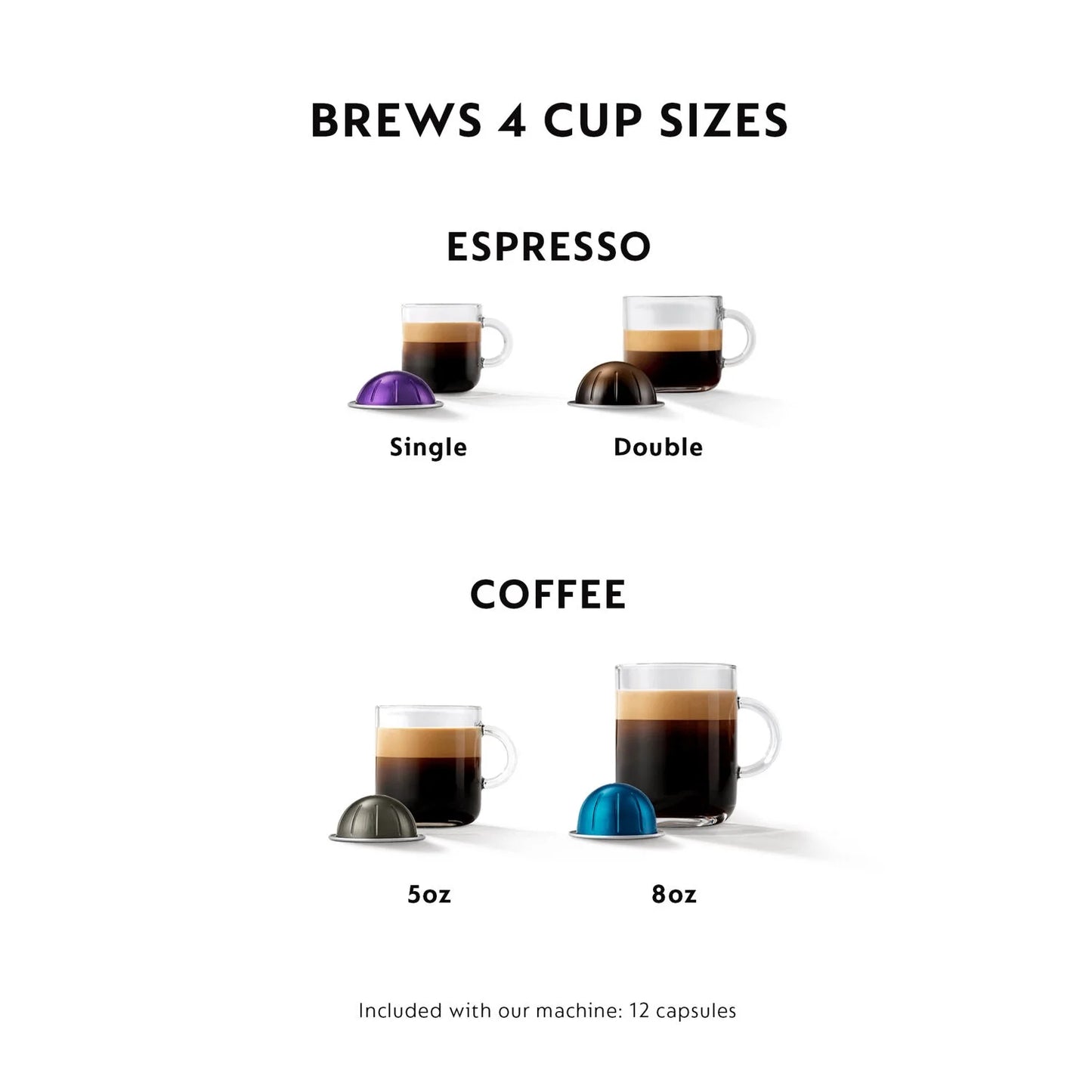 Breville Nespresso Vertuo Coffee & Espresso Single-Serve Machine in Matte Black