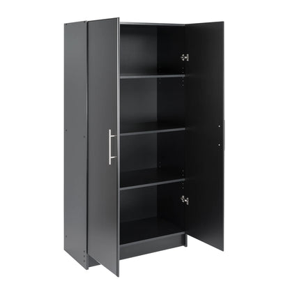 Prepac Adjustable Shelves Cabinet - Functional Tall Garage Table, 16"D x 32"W x 65"H Freestanding Garage Cabinet with 2-Doors, Espresso - EES-3264